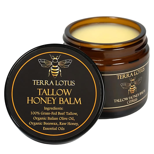 Organic Grass-Fed Beef Tallow Balm with Raw Honey - Moisturizing Cream for Soft, Smooth Skin - Handmade All-Natural Moisturizer (2oz, Citrus)